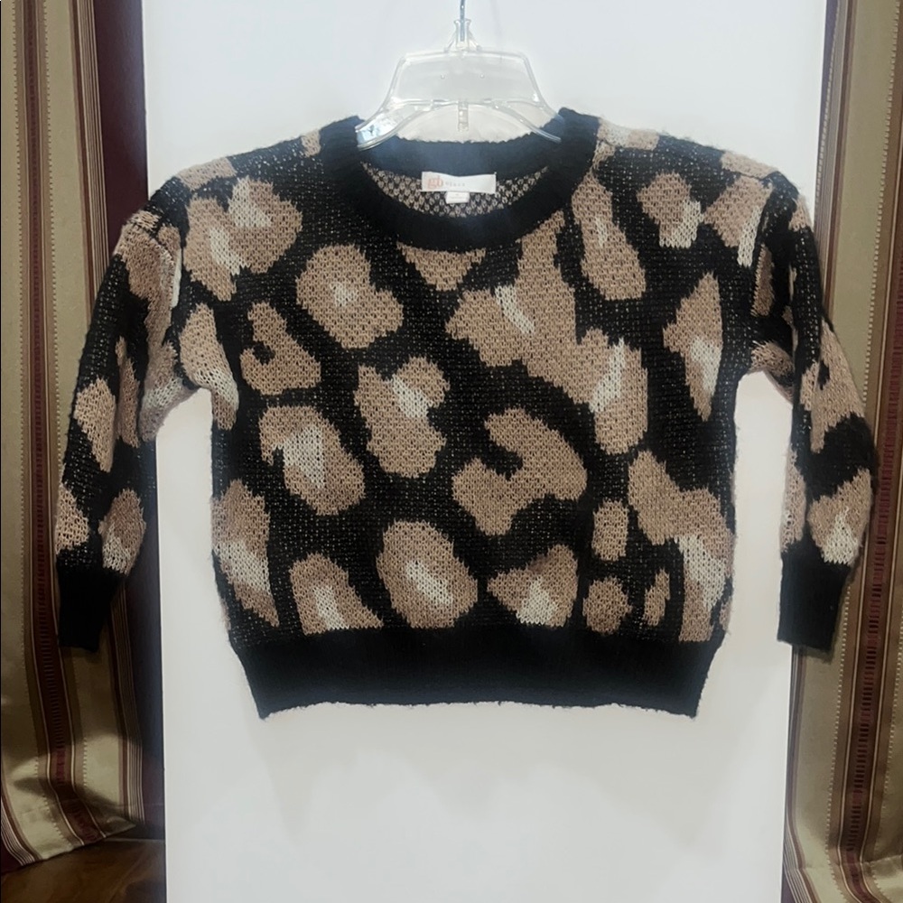 Leopard Print Black and Brown Sweater